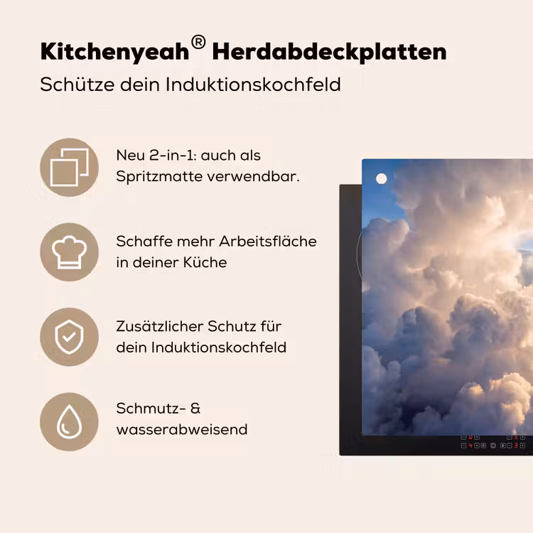 Wolken - Zonnestralen - Natuur - Wit Inductie beschemer met haakjes klein -ky-usp-de