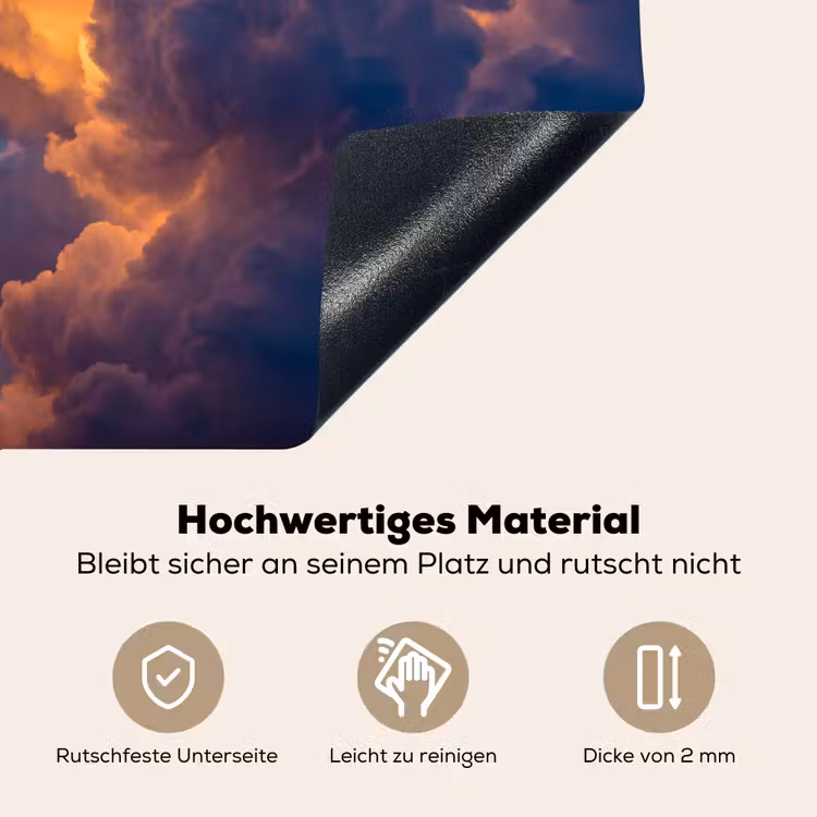 Wolken - Zonsondergang - Natuur - Oranje - Blauw Inductie beschemer met haakjes klein -ky-onderkant-de