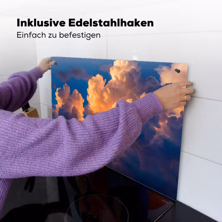 Wolken - Zonsondergang - Natuur - Oranje - Blauw Inductie beschemer met haakjes klein -ky-ophangen-de