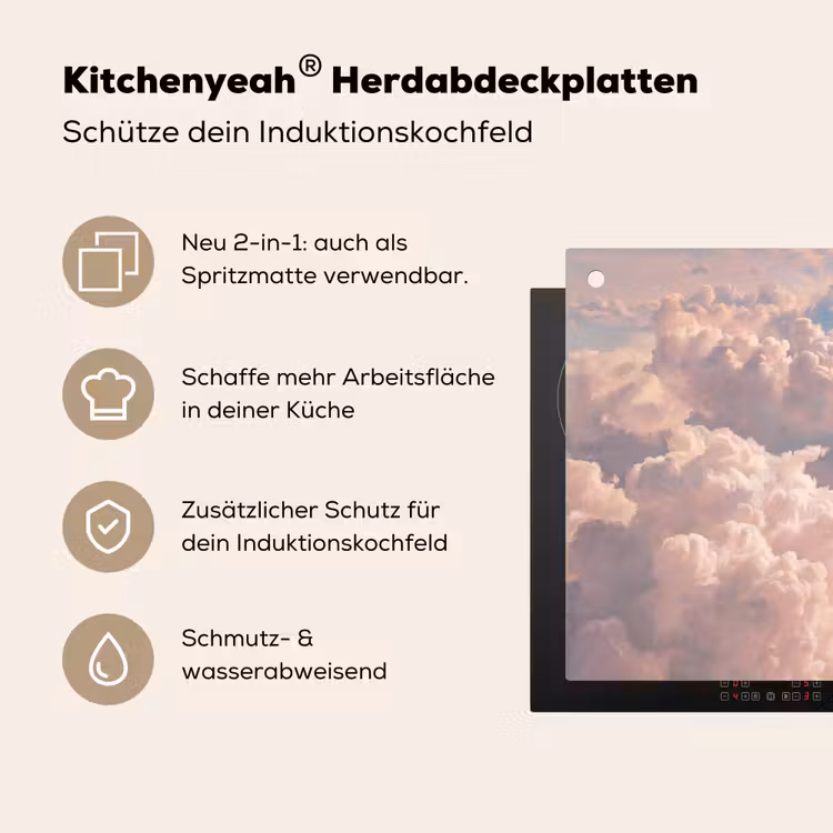 Wolken - Zonsondergang - Natuur - Pastel - Roze Inductie beschemer met haakjes klein -ky-usp-de