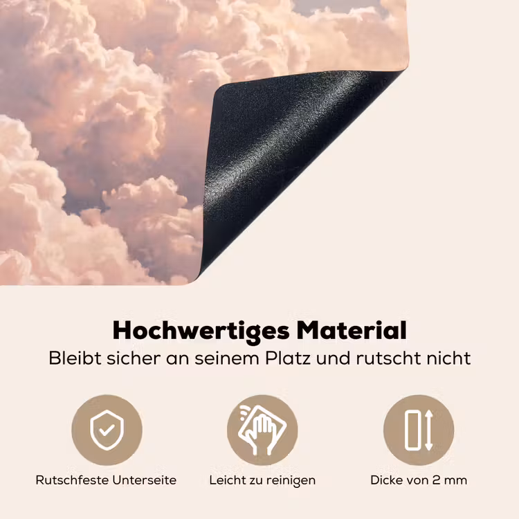 Wolken - Zonsondergang - Natuur - Pastel - Roze Inductie beschemer met haakjes klein -ky-onderkant-de