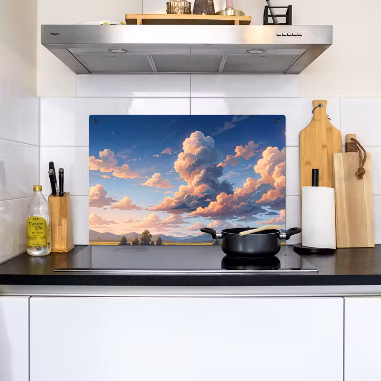 Wolken - Daghemel - Natuur - Illustratie - Oranje Inductie beschemer met haakjes klein -sfeer2