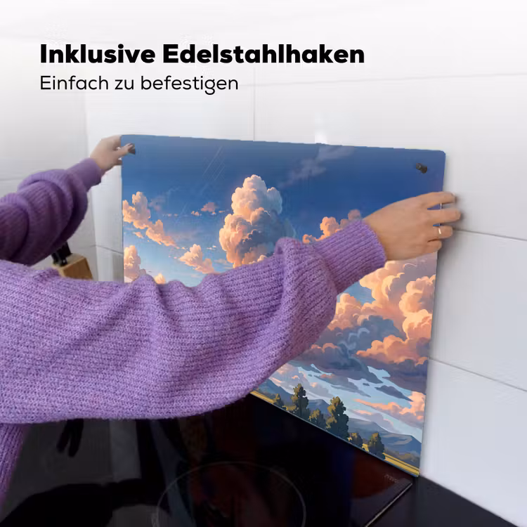 Wolken - Daghemel - Natuur - Illustratie - Oranje Inductie beschemer met haakjes klein -ky-ophangen-de