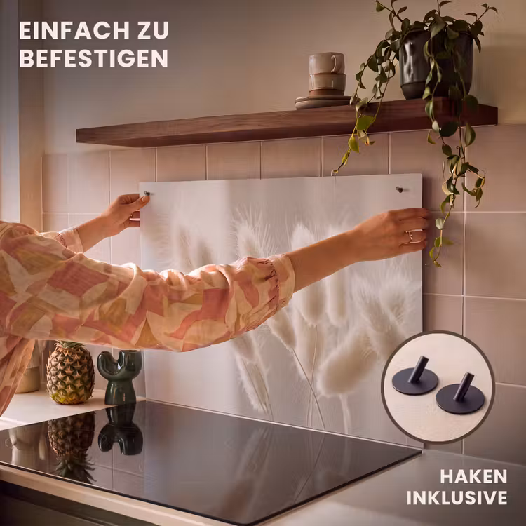 2-in-1 Herdabdeckplatte & Spritzschutz - Wollige Weichheit - Wollige Zachtheid Inductie beschemer met haakjes klein