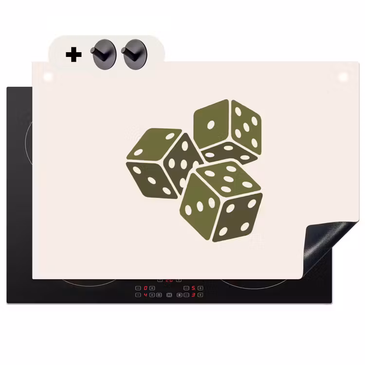 Dobbelsteen - Spel - Groen - Abstract Inductie beschemer met haakjes klein -3d