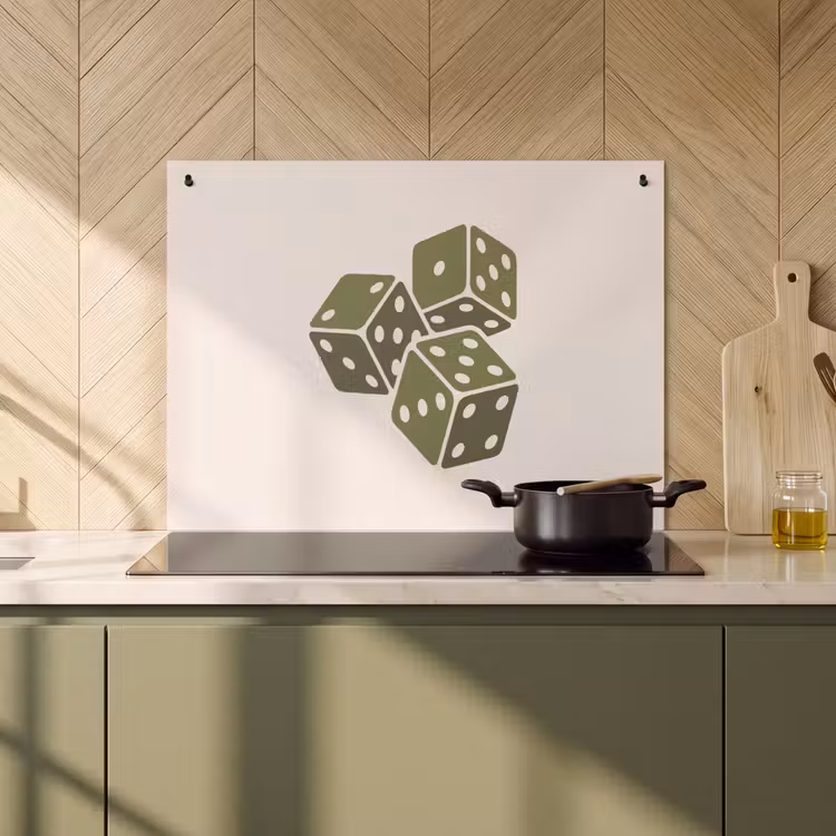 Dobbelsteen - Spel - Groen - Abstract Inductie beschemer met haakjes klein -sfeer2