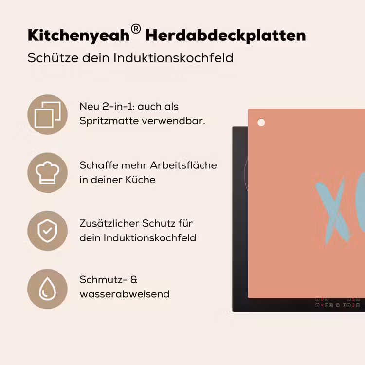 XOXO - Blauw - Perzikkleur Inductie beschemer met haakjes klein -ky-usp-de