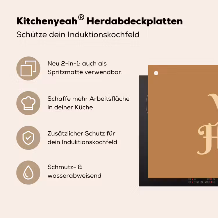 Yee haw - Bruin - Minimalistisch Inductie beschemer met haakjes klein -ky-usp-de