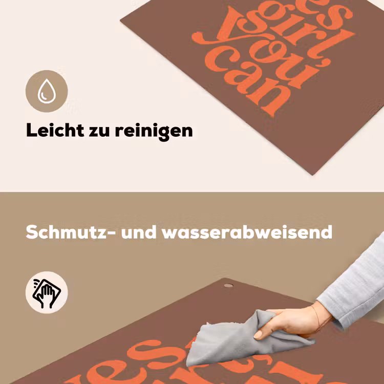 Yes girl you can - Oranje - Bruin Inductie beschemer met haakjes klein -ky-schoon-de