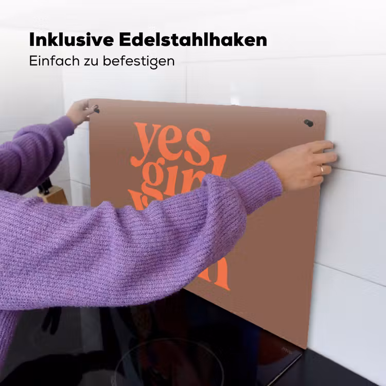 Yes girl you can - Oranje - Bruin Inductie beschemer met haakjes klein -ky-ophangen-de