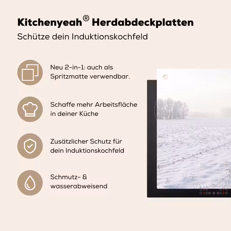 Hek - Sneeuw - Mist - Platteland - Nostalgisch Inductie beschemer met haakjes klein -ky-usp-de