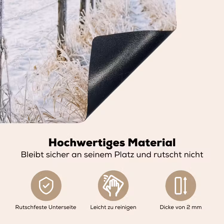 Hek - Sneeuw - Mist - Platteland - Nostalgisch Inductie beschemer met haakjes klein -ky-onderkant-de