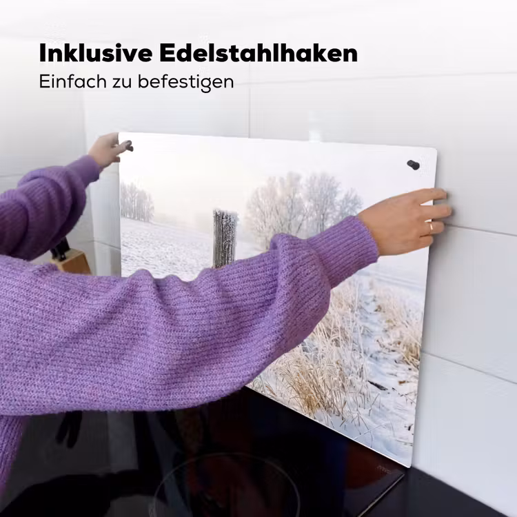 Hek - Sneeuw - Mist - Platteland - Nostalgisch Inductie beschemer met haakjes klein -ky-ophangen-de