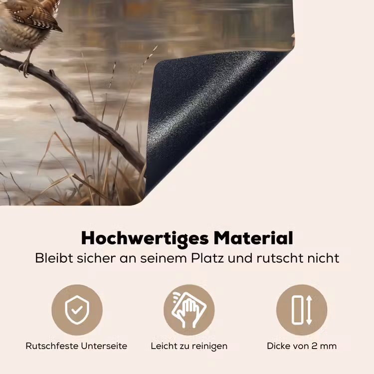 Winterkoninkje - Tak - Rivier - Natuur - Sfeervol Inductie beschemer met haakjes klein -ky-onderkant-de