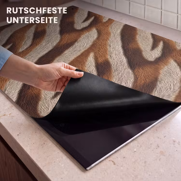 2-in-1 Herdabdeckplatte & Spritzschutz - Zebra – Braun – Muster - Zebra - Bruin - Patroon Inductie beschemer met haakjes klein 777