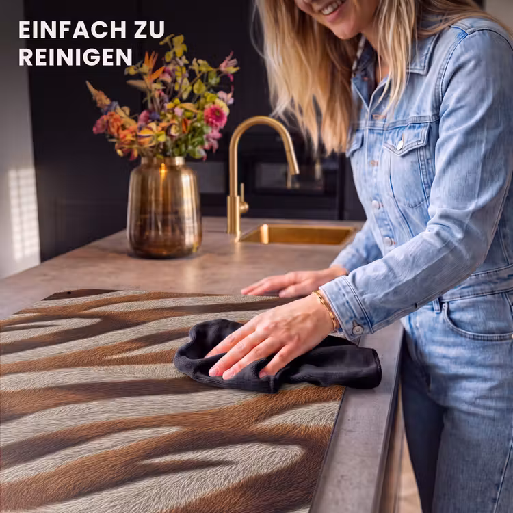 2-in-1 Herdabdeckplatte & Spritzschutz - Zebra – Braun – Muster - Zebra - Bruin - Patroon Inductie beschemer met haakjes klein 777