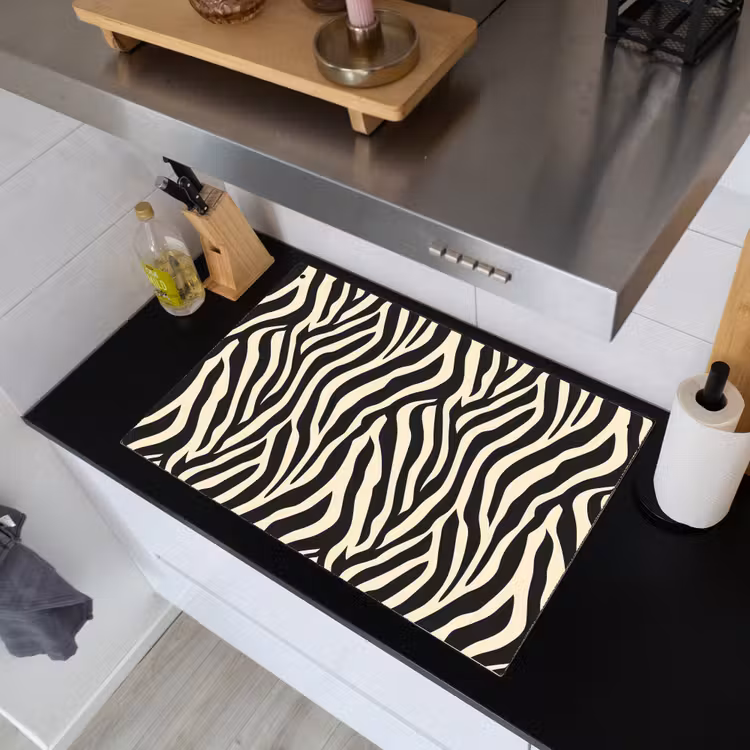 Zebra - Print - Klassiek - Zwart Inductie beschemer met haakjes klein 777 -sfeer1