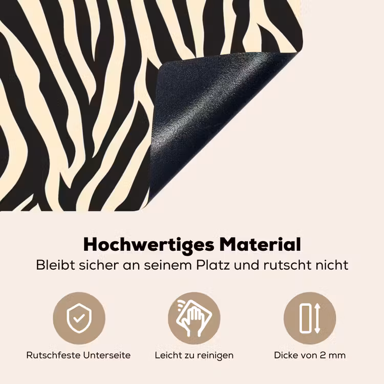 Zebra - Print - Klassiek - Zwart Inductie beschemer met haakjes klein 777 -ky-onderkant-de