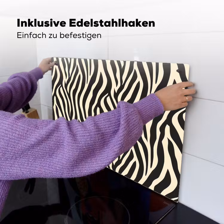 Zebra - Print - Klassiek - Zwart Inductie beschemer met haakjes klein 777 -ky-ophangen-de