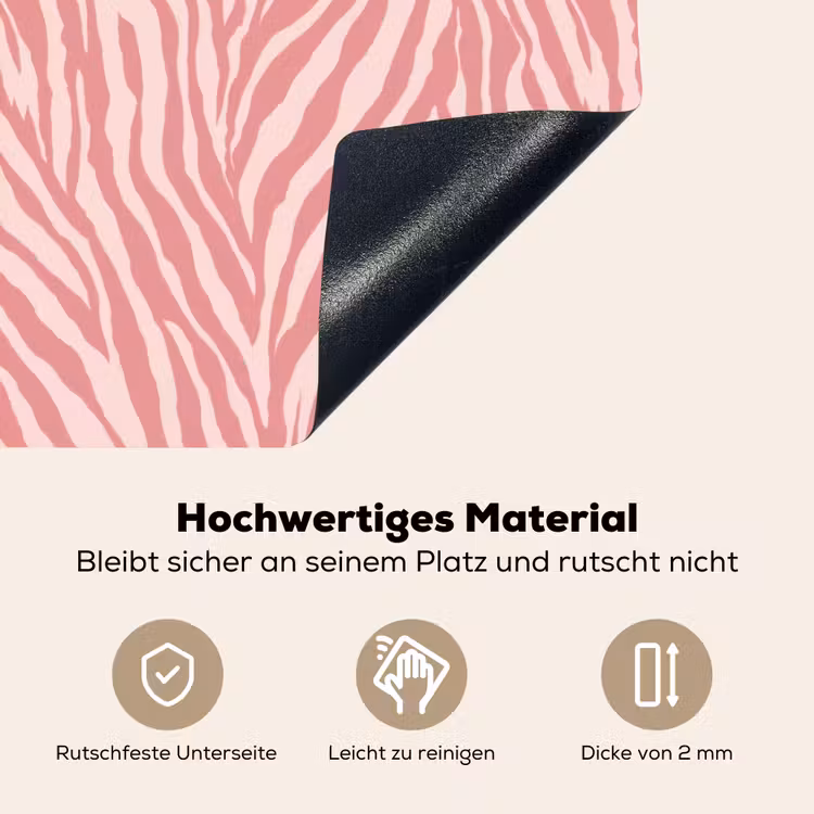 Zebra - Print - Roze Inductie beschemer met haakjes klein 777 -ky-onderkant-de