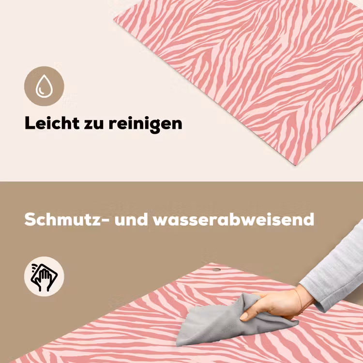 Zebra - Print - Roze Inductie beschemer met haakjes klein 777 -ky-schoon-de