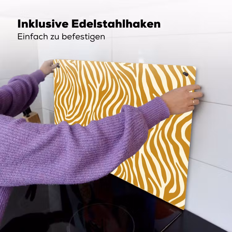 Zebra - Klassiek - Oker - Geel Inductie beschemer met haakjes klein 777 -ky-ophangen-de