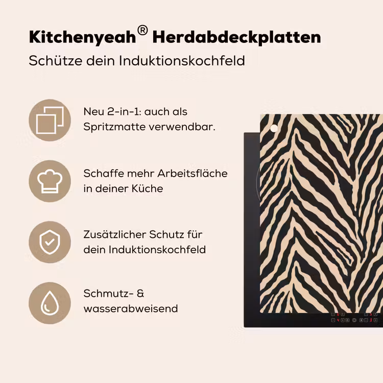 Zebra - Klassiek - Zwart Inductie beschemer met haakjes klein 777 -ky-usp-de