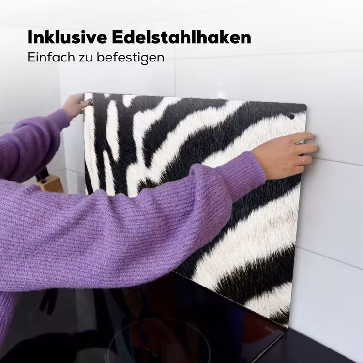 Zebra - Vacht - Klassiek - Zwart - Wit Inductie beschemer met haakjes klein -ky-ophangen-de