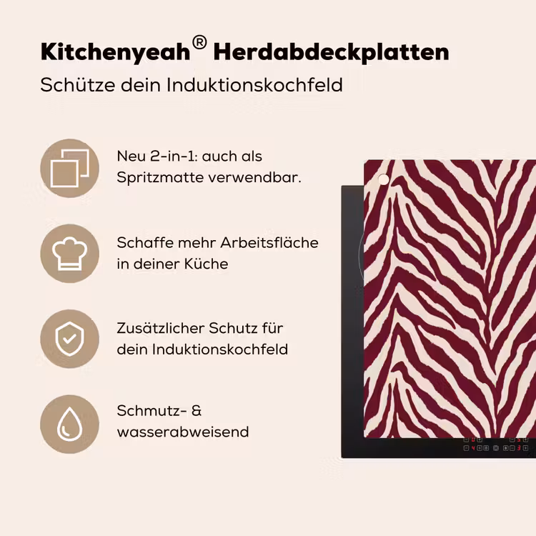 Zebra - Motief - Bordeaux - Rood Inductie beschemer met haakjes klein 777 -ky-usp-de