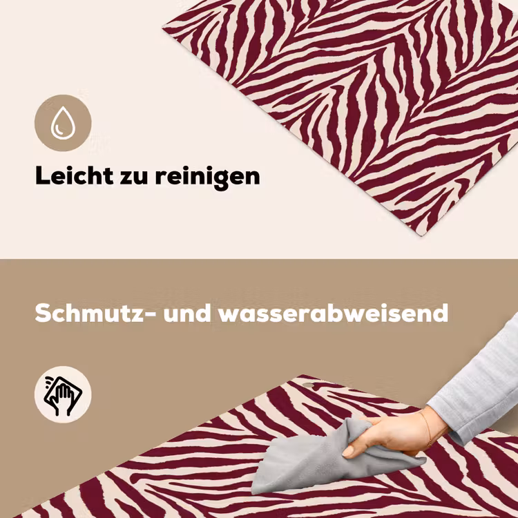 Zebra - Motief - Bordeaux - Rood Inductie beschemer met haakjes klein 777 -ky-schoon-de