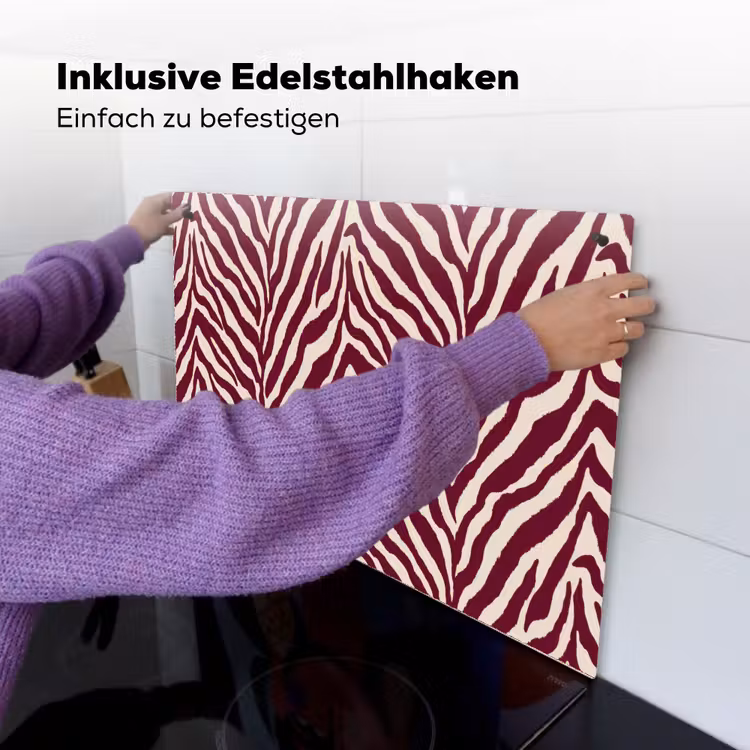 Zebra - Motief - Bordeaux - Rood Inductie beschemer met haakjes klein 777 -ky-ophangen-de
