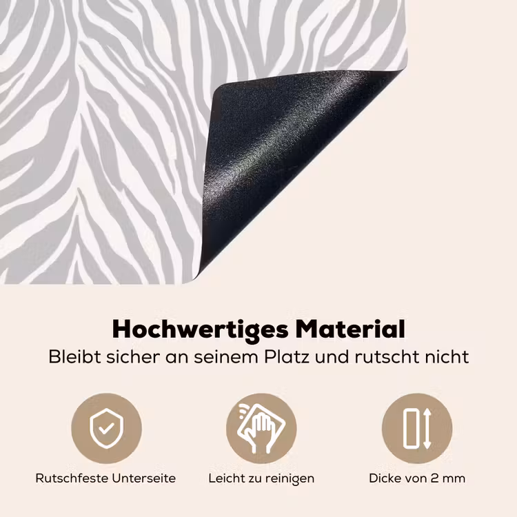 Zebra - Motief - Grijs Inductie beschemer met haakjes klein 777 -ky-onderkant-de