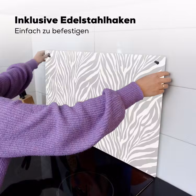 Zebra - Motief - Grijs Inductie beschemer met haakjes klein 777 -ky-ophangen-de