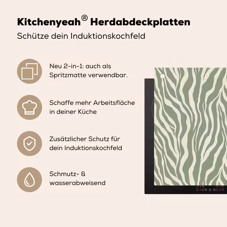 Zebra - Motief - Groen Inductie beschemer met haakjes klein 777 -ky-usp-de