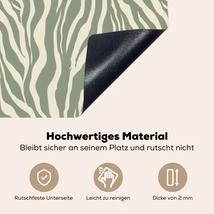 Zebra - Motief - Groen Inductie beschemer met haakjes klein 777 -ky-onderkant-de