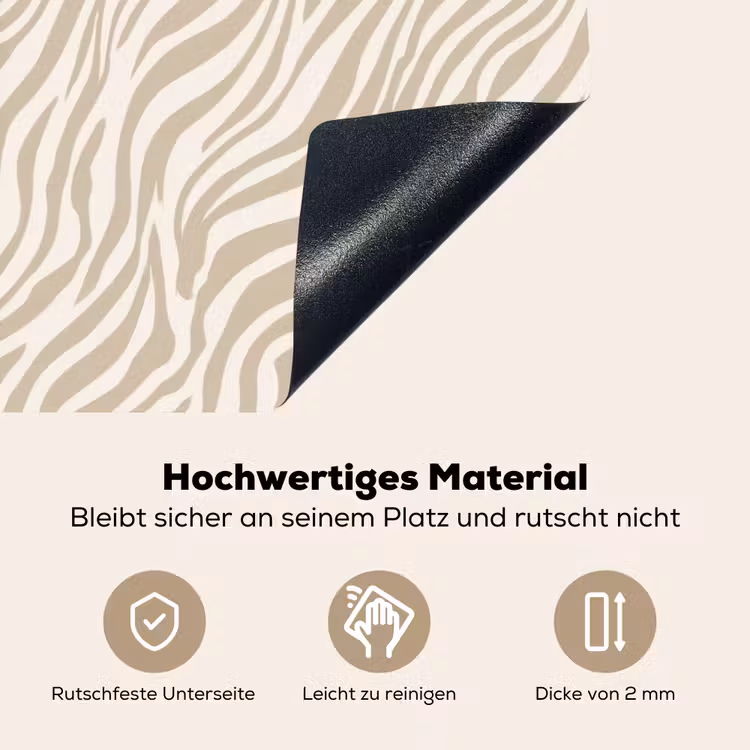 Zebra - Patroon - Beige Inductie beschemer met haakjes klein 777 -ky-onderkant-de