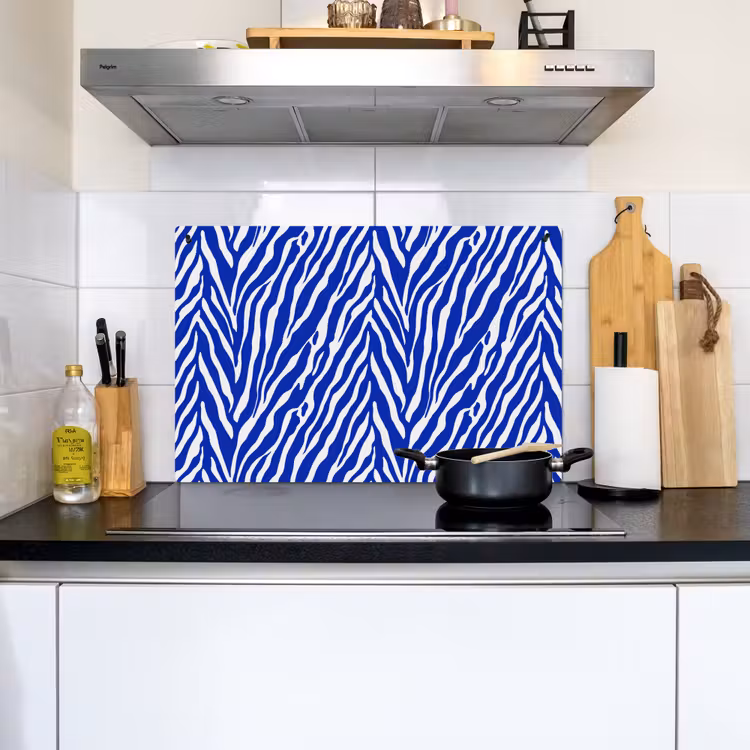 Zebra - Patroon - Kobalt - Blauw Inductie beschemer met haakjes klein 777 -sfeer2