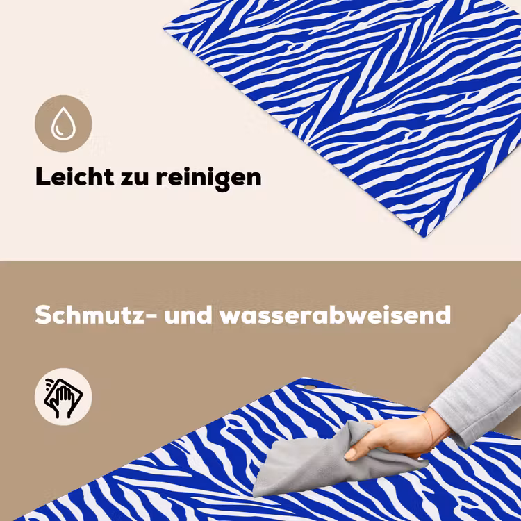 Zebra - Patroon - Kobalt - Blauw Inductie beschemer met haakjes klein 777 -ky-schoon-de