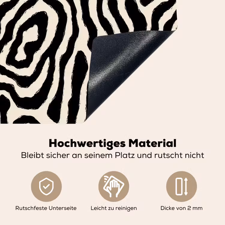 2-in-1 Herdabdeckplatte & Spritzschutz - Zebra – Schwarz – Abstrakt - Zebra - Zwart - Abstract Inductie beschemer met haakjes klein 777