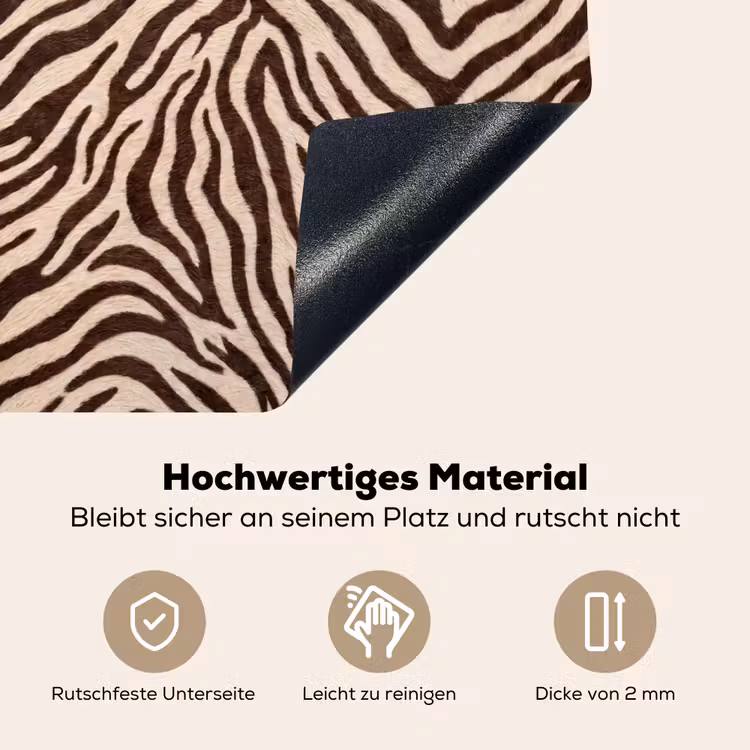 Zebra - Strepen - Bruin Inductie beschemer met haakjes klein -ky-onderkant-de