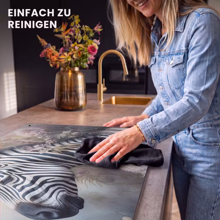 2-in-1 Herdabdeckplatte & Spritzschutz - Zebra - Wilde Tiere - Schmetterling - Blumen — 5