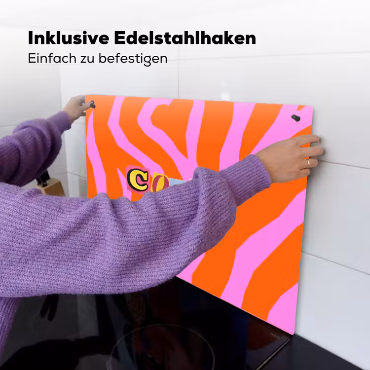Zebraprint - Grafisch - COOL - Oranje Inductie beschemer met haakjes klein -ky-ophangen-de