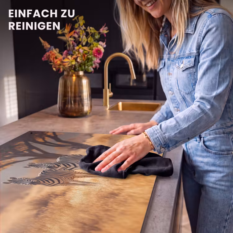 2-in-1 Herdabdeckplatte & Spritzschutz - Zebras - Savannenlandschaft - Gras - Zebra's - Savannelandschap - Gras Inductie beschemer met haakjes klein
