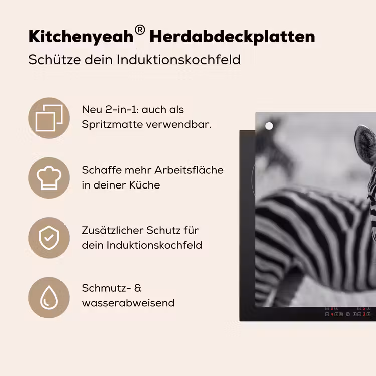 Zebra's - Zwart - Wit Inductie beschemer met haakjes klein -ky-usp-de