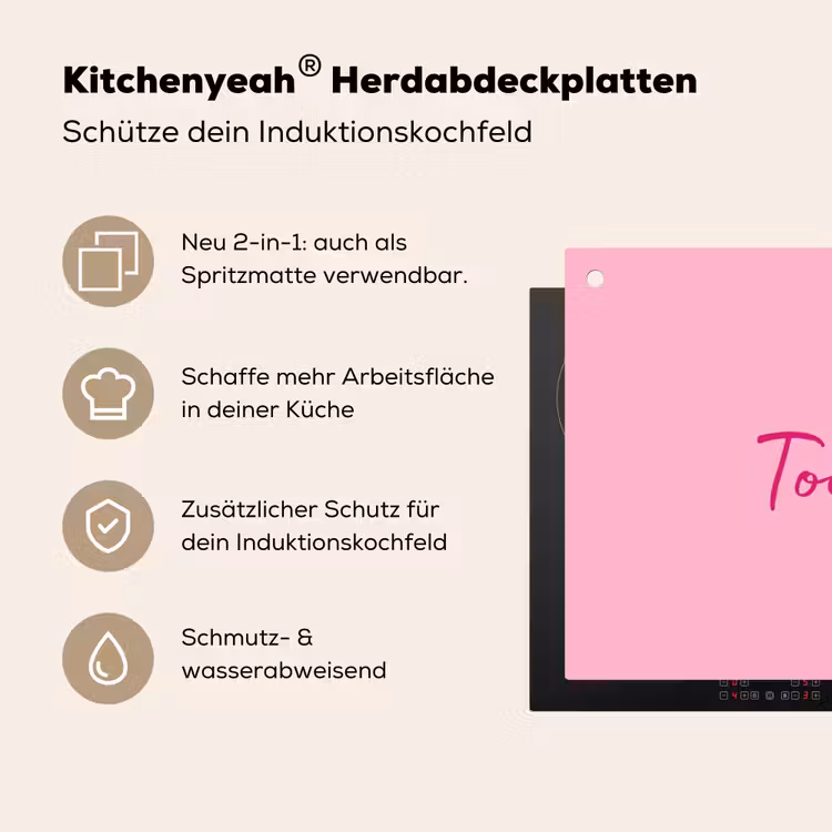 Toedeloe - Roze - Minimalistisch Inductie beschemer met haakjes klein -ky-usp-de