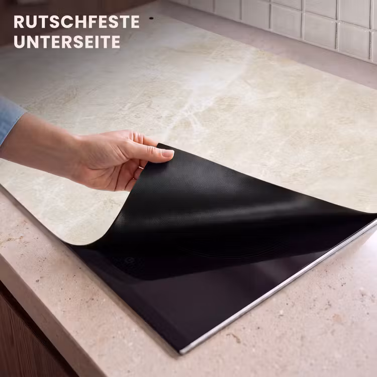 2-in-1 Herdabdeckplatte & Spritzschutz - Zeitleiste aus Marmor - Marmeren Tijdlijn Inductie beschemer met haakjes klein