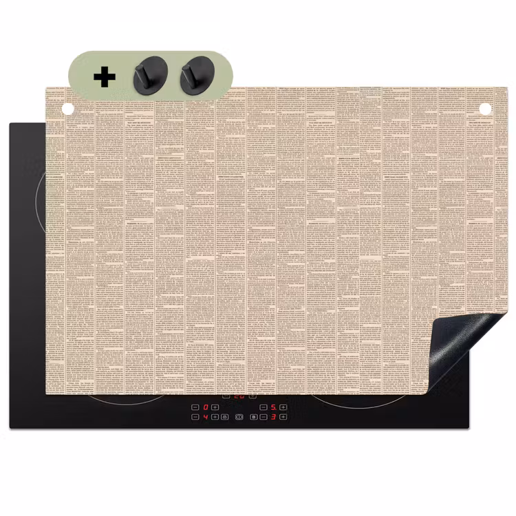 Krant - Nieuws - Historisch - Vintage - Beige Inductie beschemer met haakjes klein -3d