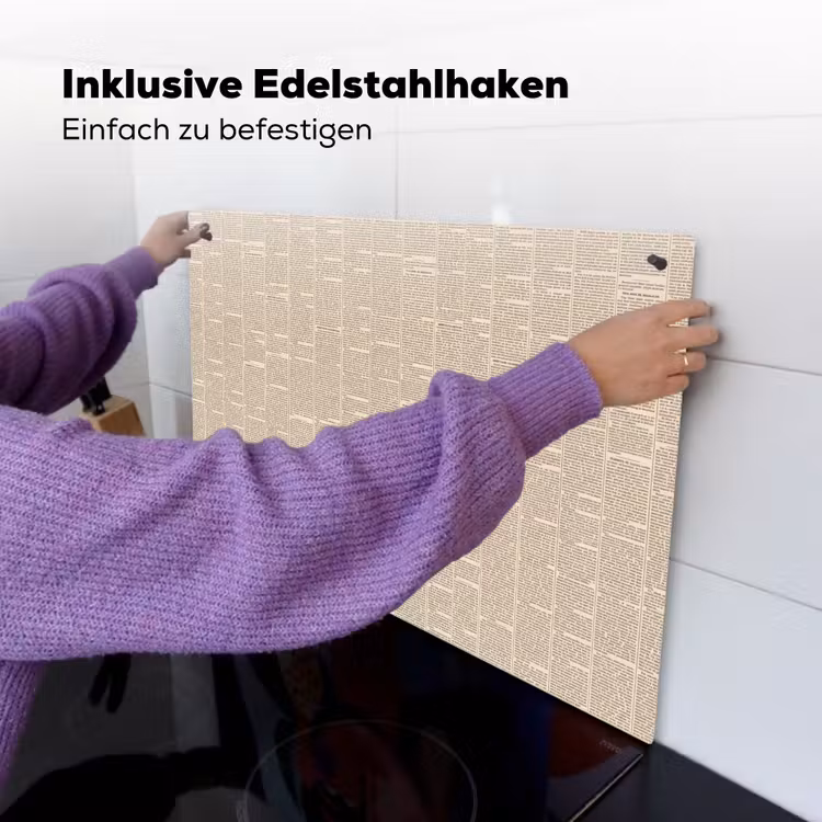 Krant - Nieuws - Historisch - Vintage - Beige Inductie beschemer met haakjes klein -ky-ophangen-de