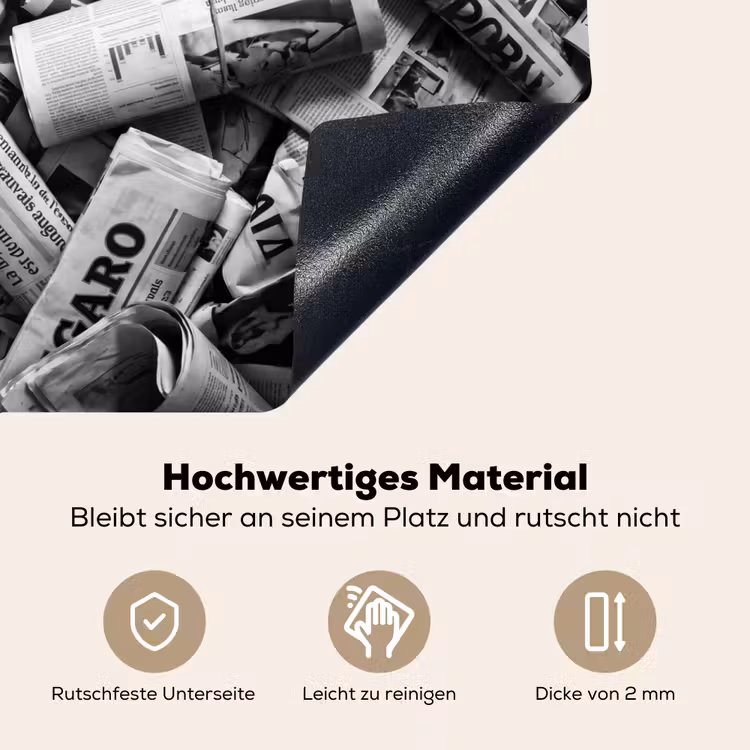 Krant - Stapel - Nieuws - Zwart-wit Inductie beschemer met haakjes klein -ky-onderkant-de