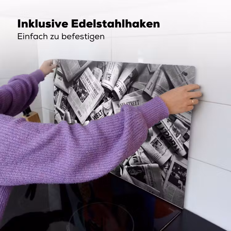 Krant - Stapel - Nieuws - Zwart-wit Inductie beschemer met haakjes klein -ky-ophangen-de